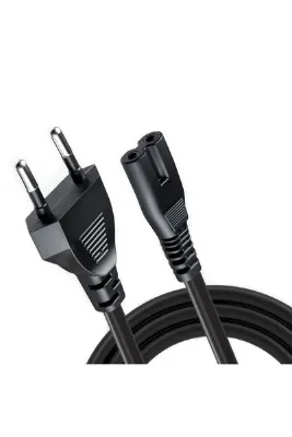 Derwell 1.5 Metre 2 Pinli C7 Teyp Elektrik Fiş Power Güç Kablosu 220 Volt Çift Oluklu Enerji Aktarım Kablosu