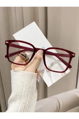 LOOKUP NEW Bordo 53 Ekartman Kemik Kare Şeffaf Kadın Unisex Mavi Işık Korumalı Blue Block Ekran Gözlüğü