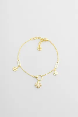 So CHIC... Kar Tanesi Figürlü 18 Ayar Sarı Altın Kaplama 19 Cm Gümüş Bileklik