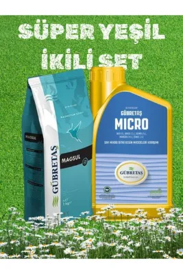GÜBRETAŞ SÜPER YEŞİL İKİLİ SET MAGSUL 1KG(16MgO+32SO3)+MICRO 1LT Bitki Çiçek Ağaç Çim Yeşillendir Gübre Seti