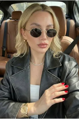 Goldmine Elips Güneş Gözlüğü Unisex Siyah Gold