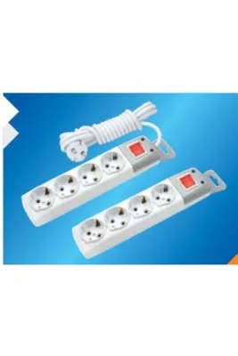 Home 4'LÜ TOPRAKLI ANAHTARLI GRUP PRİZ, 2MT KABLOLU