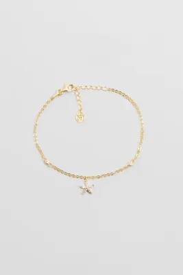 So CHIC... Müge Çiçeği 18 Ayar Sarı Altın Kaplama 19 Cm Gümüş Minimal Bileklik