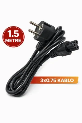 nelerbulurum 1.5 METRE Extra kalın 3X0.75MM Notebook Laptop Şarj Adaptörü 3lü Yonca Epson-acer-samsung Güç Kablosu