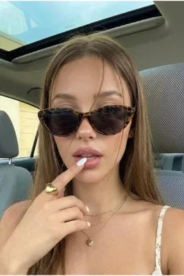 REN EYEWEAR Verona Kadın Güneş Gözlüğü Modern Cat-Eye Leopar 48 Ekartman Yeni Sezon Minimal uv400