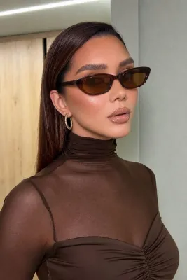 Goldmine Bella Vintage Cat Eye Güneş Gözlüğü Kahverengi | Kılıf ve Silme Bezi Hediyeli