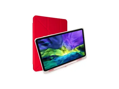 EVIMDEYOKYOK Kalemlikli Mars Samsung Galaxy T737 Tab S7 Fe 12.4 Uyumlu Tablet Kılıfı Kırmızı