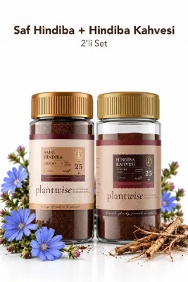 Plantwise 2'li Hindiba Seti | Sade Hindiba Kahvesi + Hindiba Kahvesi %80 Hindiba-%20 Kahve | 100g Cam Kavanoz