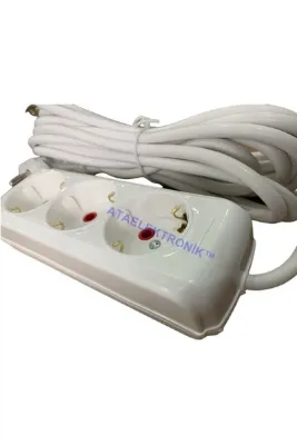 ATA ELEKTRONİK 3mt 3lü Üçlü 3 Port Grup Priz Gurup Piriz Topraklı Kablolu Yerli Üretim