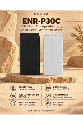 ENERX ENR-P30C 30.000 Mah 2.1A LED Göstergeli Powerbank