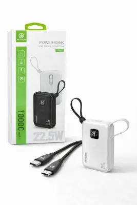 YK Design P952 10000 mAh 22.5W Hızlı Şarj Destekli Powerbank – Entegre Type-C & Lightning Kablolu