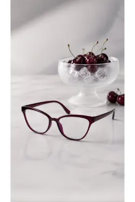LOOKUP ASTRO- Mavi Işık Korumalı Bordo Gözlük Cat Eye Optik Uyumlu (Camı Değişebilir) 50 Ekartman Ekran Gözlüğü