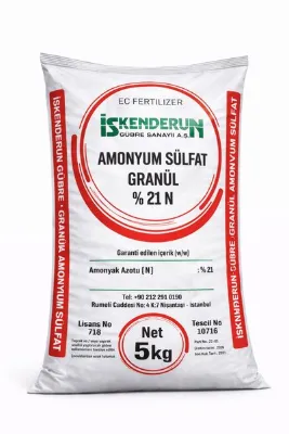 İSKENDERUN GÜBRE Amonyum Sülfat %21 Azot %24 Kükürt Granül Şeker Gübresi 5 kg