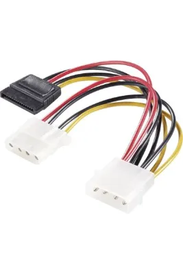 Alfais 5099 Molex 4-pin Ide To Sata Power Güç Ve Molex 4-pin Y Splitter Kablosu