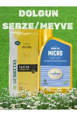 GÜBRETAŞ DOLGUN SEBZE MEYVE SETİ 16.8.24(2MgO)+ME 1 KG - MİCRO 1 LT Çiçek Ağaç Çim Bakım Yaprak Gübre Seti