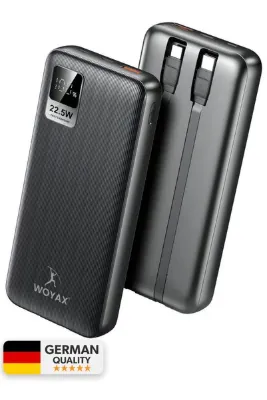woyax Dahili Type-c Iphone Kablolu 10000mah Powerbank 22.5w Hızlı Dijital Göstergeli Taşınabilir Batarya
