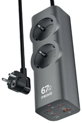Vetech 67W GAN 6in1 Masaüstü Şarj HUB ve Çoklu Priz MacBook, iPhone, Samsung Uyumlu Şarj İstasyonu
