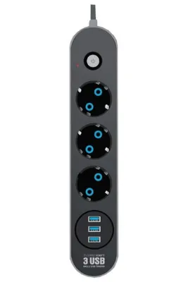 Keyfi Sepet Akım Korumalı Grup Priz ve 3'lü Usb Şarj Aleti 2500 Watt