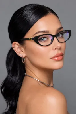 Dio Armati Golem Siyah Cat Eye Mavi Işık Korumalı Kadın Gözlük Optik Cam İle Değiştirilebilir