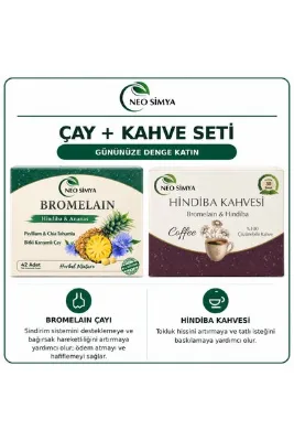Neo Simya Bitkisel Detoks Çayı & Kahve Seti | Bromelain Bitki Çayı + Hindiba Kahvesi | (42 Şase Çay + 30 Şase Kahve)