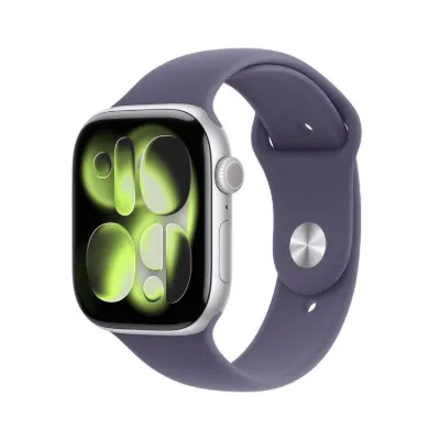 Apple Watch Series 11 GPS 46mm Gümüş Rengi Alüminyum Sis Moru Spor Kordon - M/L