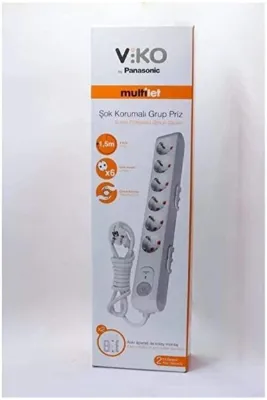 VİKO Akım Korumalı Priz 6 Yuvalı1,5 Mt Kablolu