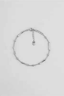 So CHIC... Minimal Tasarım 18 Ayar Beyaz Altın Kaplama 19 Cm Gümüş Minimal Bileklik