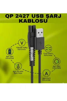 efmues QP2724 QP2834 QP1924 MG9520 şarj kablosu oneblade QP2427 USB şarj kablosu
