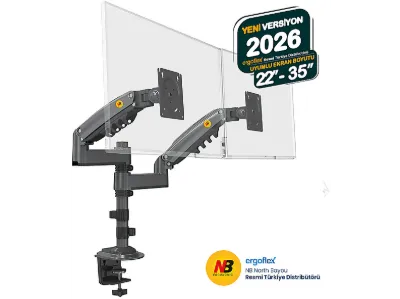 NB NORTH BAYOU Ergonomic NB H180 Yeni 22-35" Çift Kol Amortisörlü 2-9 KG 2026 Versiyon Monitör Askı Aparatı