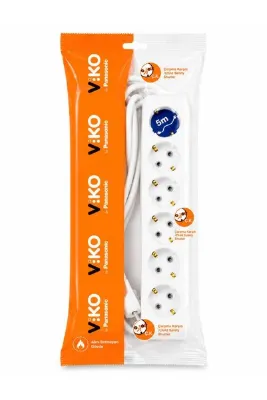 VİKO 6 LI 5 METRE KABLOLU TOPRAKLI PRİZ