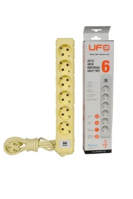 UFO Akım Korumalı Grup Priz 3 Mt Sarı 6’lı Ve 2’li Usb Şarj Aleti 2500 Watt