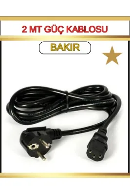 dunairo Power Güç Kablosu Bakır 2 Metre Kasa Pc Monitör Yazıcı Arası Bakır Elektrik Kablosu Pover Kablo