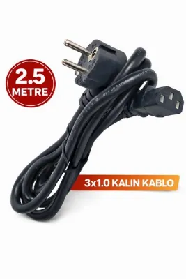 nelerbulurum YÜKSEK KALİTELİ 2,5 Metre Monitör Samsung Lg Tv Power Kablosu Güç Elektrik Kablosu 3X1 MM