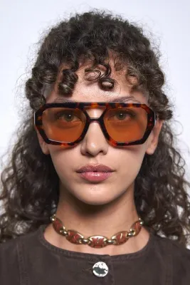 Bilge Karga Kaitlyn Leopard Orange Güneş Gözlüğü