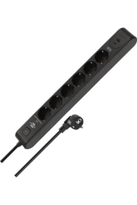 Brennenstuhl 6 Soketli 13.500A Akım Korumalı Priz + 20W Type-C PD & 20W USB-A Hızlı Şarj 2 Metre
