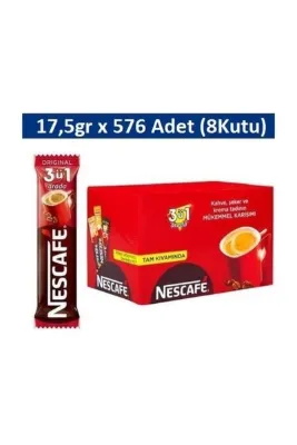 Nescafe 3ü1 Arada Original 17,5g X 576'lı (8 Kutu - 1 Koli)