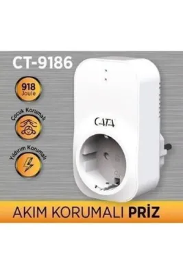 Cata Akım Korumalı Tekli Topraklı Priz Ct9186
