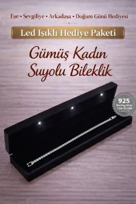 CAN SİLVER 925 Ayar Gümüş Suyolu Bileklik - Rodyum Kaplama- Su Yolu Gümüş Kadın Bileklik-IŞIKLI HEDİYE KUTULU