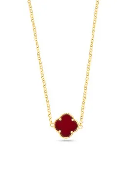 yare jewelry Bordo Yonca Altın Kaplama Gümüş Kolye