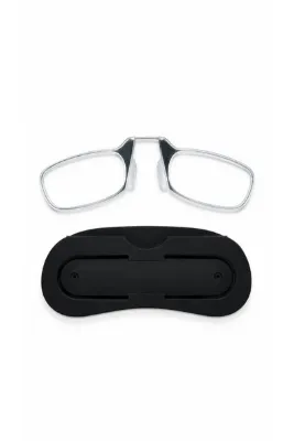 vosistore Burun Üstü Okuma Gözlüğü(1.0) Pince-Nez Glasses Köşegen Model Siyah Telefon Tutuculu Silikon Kılıflı