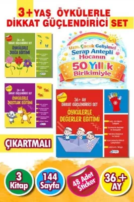 3 - 6 Yaş Öykülerle Dikkat Güçlendirici Eğitim Seti-36 + Ay Dikkat Güçlendirici Set