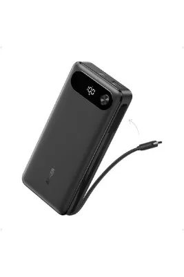Anker 20.000 mAh Powerbank, Taşınabilir Şarj Cihazı, 87W, Dahili USB-C Kablosu, Siyah - A1383