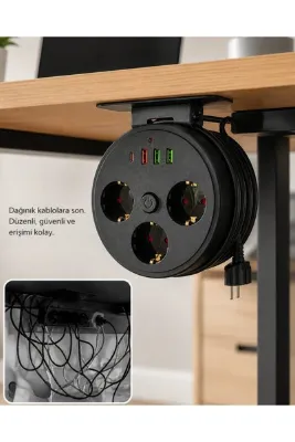 Epilons Akım Korumalı Priz USB ve Type C Girişli 3lü Priz 2 Metre Kablo Dayanıklı