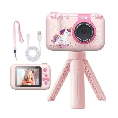 Bix Kids X101 1080P Ekranlı Dönebilen Flip Başlıklı Çocuk Kamerası Pembe