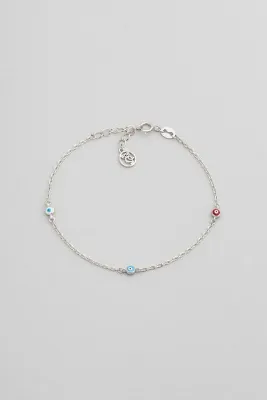 So CHIC... Minimal Nazar 18 Ayar Beyaz Altın Kaplama 19 Cm Gümüş Bileklik
