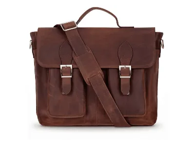BLOOMINBAG Rivoli Saddle Heritage Hakiki Deri 14 inç Laptop ve Evrak Çantası Kahverengi
