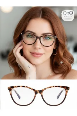 QnQ CATEYE LEOPAR Mavi Işık Korumalı Gözlük Güneş Gözlüğü