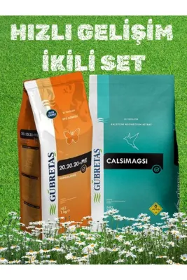 GÜBRETAŞ HIZLI GELİŞİM SETİ Bitki Çiçek Ağaç Çim Bakım Yaprak Gübre Seti 20.20.20+ME 1KG + CalsiMagsi 1 KG