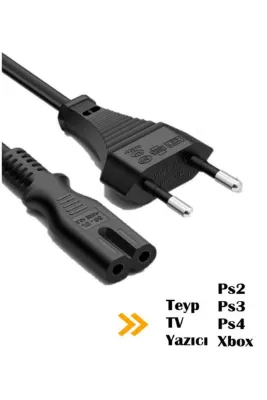 ANKTEK Teyp Yazıcı Tv Ps2 Ps3 Ps4 Xbox Elektrik Kablosu Power Güç Kablosu (1.5 Metre)