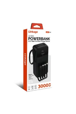 Linkage LKP-42 4xUsb 30.000mAh Lcd Ekran, 22.5W Dahili USB, Mikro, Type-C Lightning Powerbank